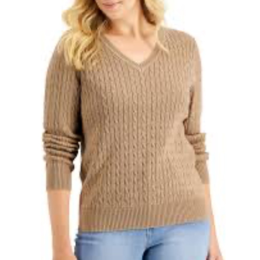 Club Monaco 💯 LambsWool Camel VNeck Cable Sweaters Size XXL|TTG